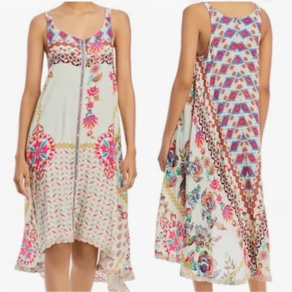 Johnny Was Women's Shannon Floral Tank High-Low Sleeveless Dress sz XS